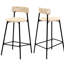 2 tabourets de comptoir en corde de papier tissés à la main. Style Chaises de bar pour appartement. Structure en métal noir, siège blanc crème. Et fonctionnelle à la maison. Polyvalent. Facile à installer