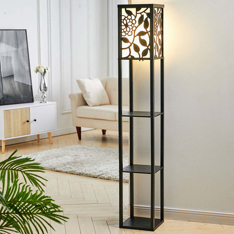 Alescia 160cm Column Floor Lamp, Black
