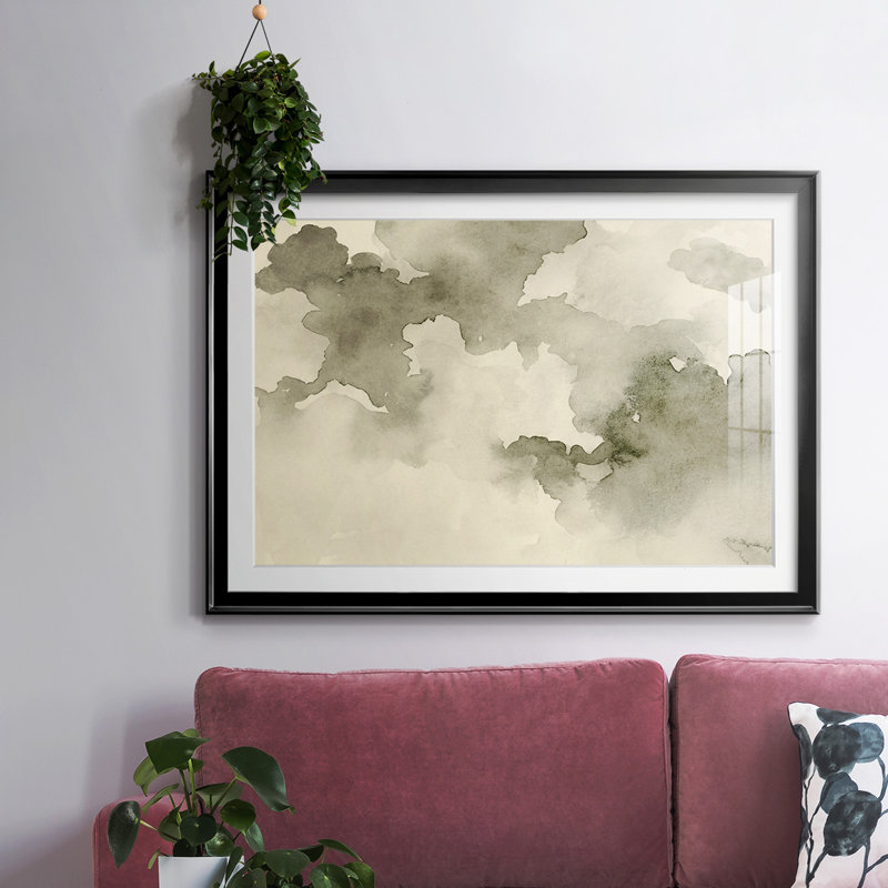 Ciel antique II - encadré avec cadre biseauté et verre, Noir, H 27 po x l 39 po x P 1,5 po
