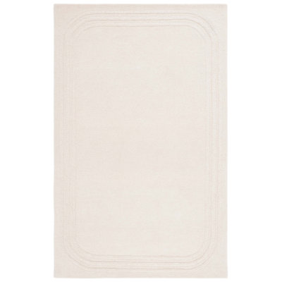 Sreemaan Hand Tufted Wool Cotton Solid Color Rug in Ivory