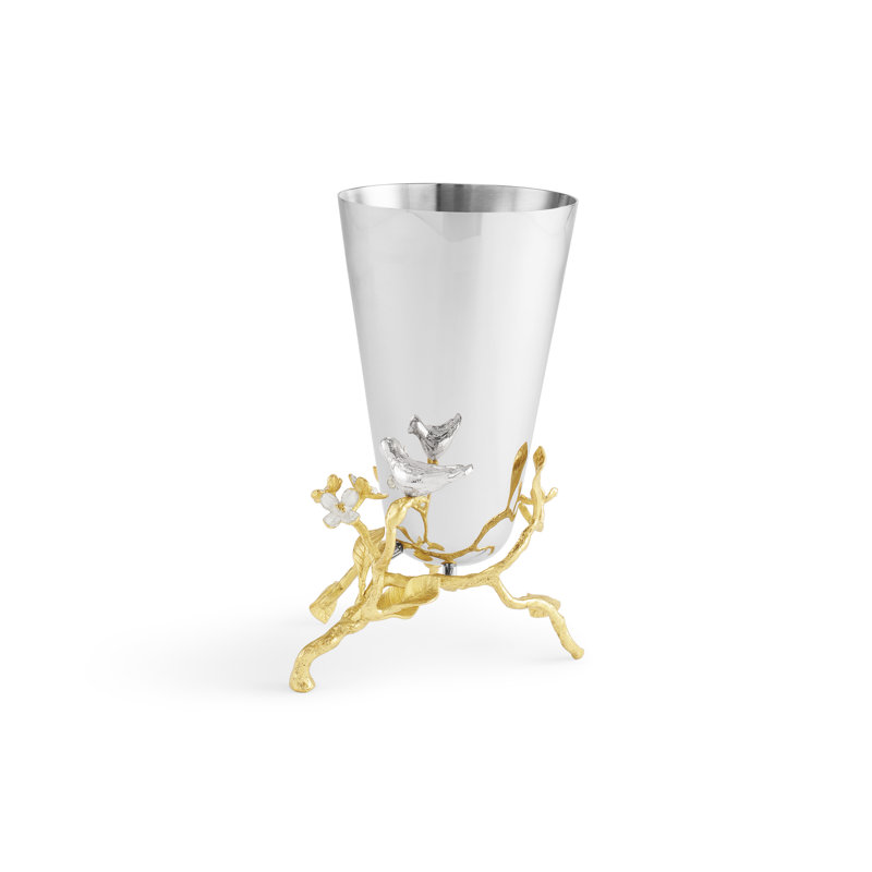 Lovebirds Silver & Gold Stainless Steel and Brass Table Vase