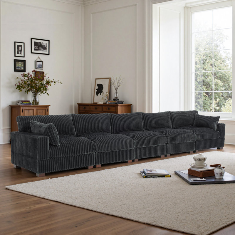 5-Piece Faux Rabbit Fur Sectional Sofa