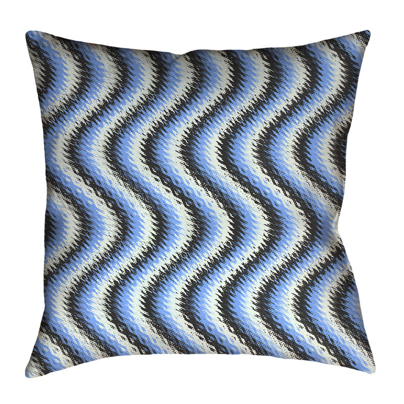 Katelyn Elizabeth Striped Reversible Pillow Cover, 26" x 26", Black/Blue, Faux Linen