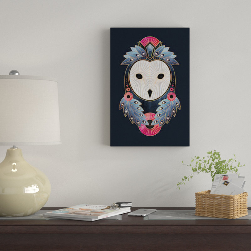 « hibou i », impression sur toile, H 18 po x l 12 po x P 1,5 po, Toile tendue, Pas de tapis