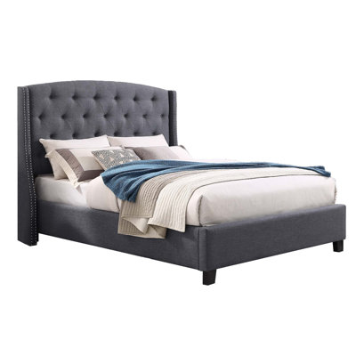 Nantarre Fabric Button Tufted Wingback Upholstered Bed With Nail Head Trim -  Alcott HillÂ®, F8E3740E47EC42FAB04672BC23825CA1