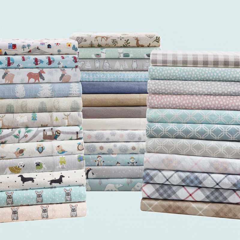 Printed Sheet Set Herringbone Check, Full Coverlet + 3 Additional Pieces