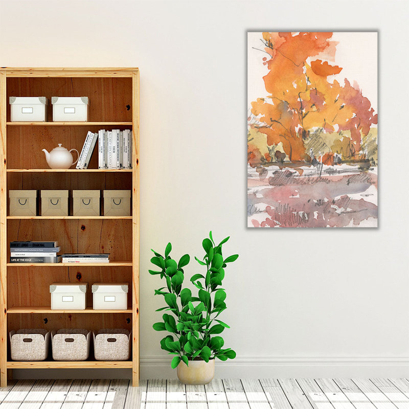 «Watercolor Treeline S Croquis II», reproduction d'art sur toile, H 36 po x l 24 po