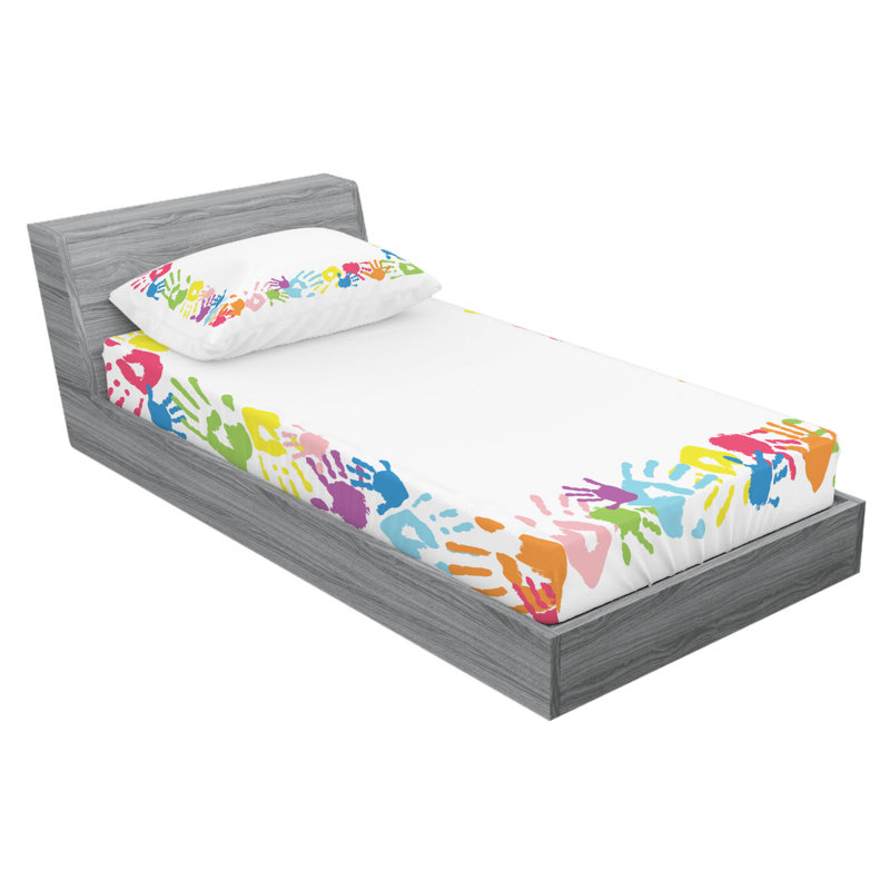 Microfiber Patterned Fitted Sheet, Twin Fitted Sheet with 1 Pillowcase