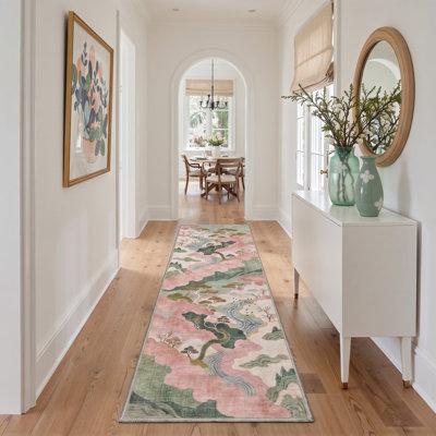 Tapis lavable à paysage oriental Ascentia Chinoiserie