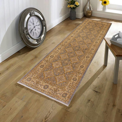 Oriental Handmade Hand-Knotted Runner 2'9" x 9'5" Wool Area Rug in Beige