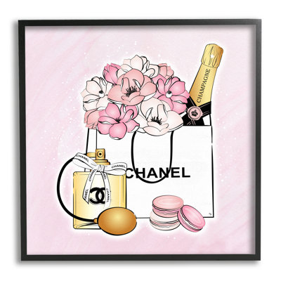 " Golden Perfume Flowered Fashion Shopping Bag Confectionary Macaroons " by Martina Pavlova