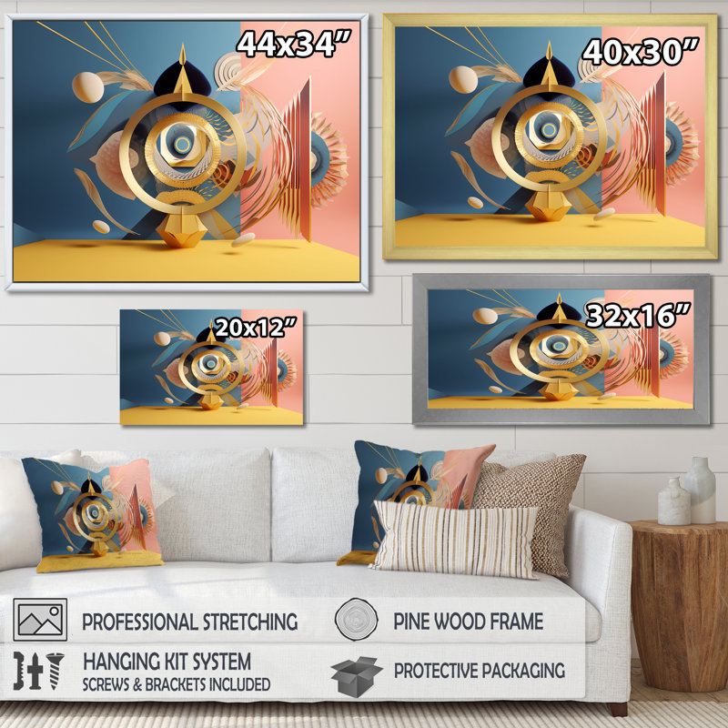«Awakening Of Consciousness Visionary Geometric I», reproduction d'art sur toile géométrique moderne, Cadre flottant blanc