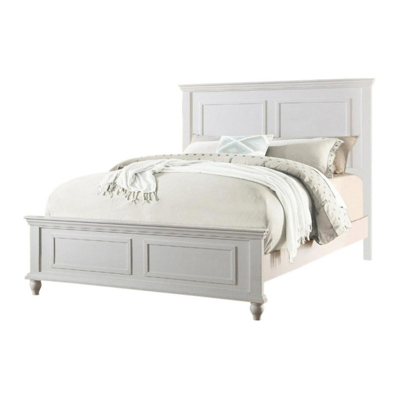 Lit très grand moderne blanc avec tête de lit classique et boîte contemporaine en contreplaqué de qualité, Très grand lit