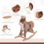 Susana  Kids Children Plush Rocking Horse Wooden Base Age 3+ Brown & White
