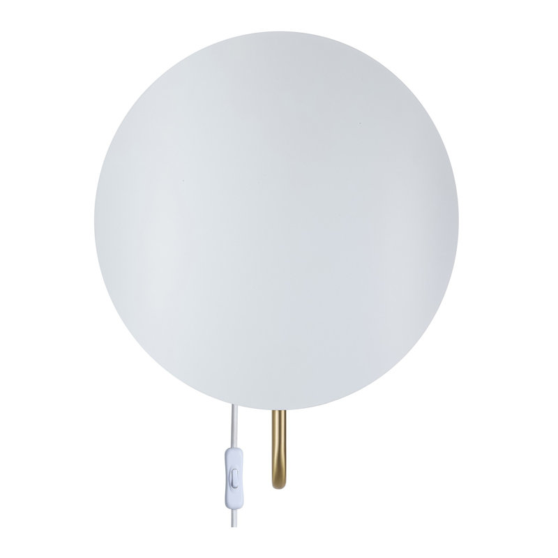 Steel Flush Mounted Sconce, White/Brass