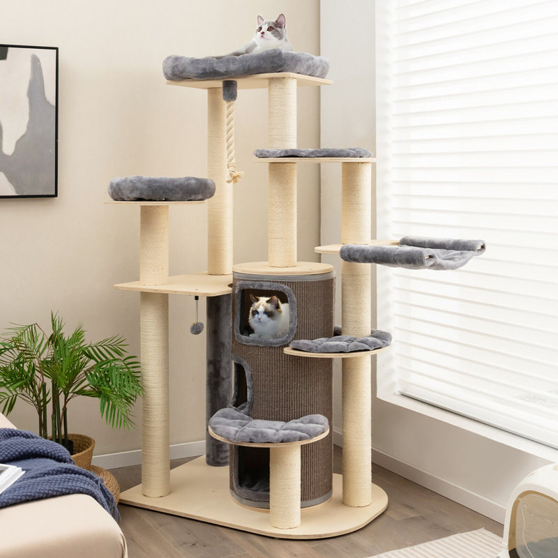 Arbre à chat en bois Tucker Murphy Pet ™, Gris
