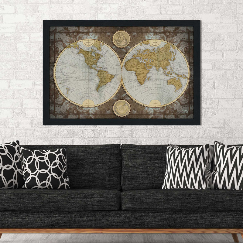 Carte du monde - impression encadrée, H 35,5 po x l 51,5 po x P 0,75 po
