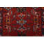 Tapis rouge rétro en laine noué à la main 3 pi 6 po x 9 pi 8 po Tribal Vintage
