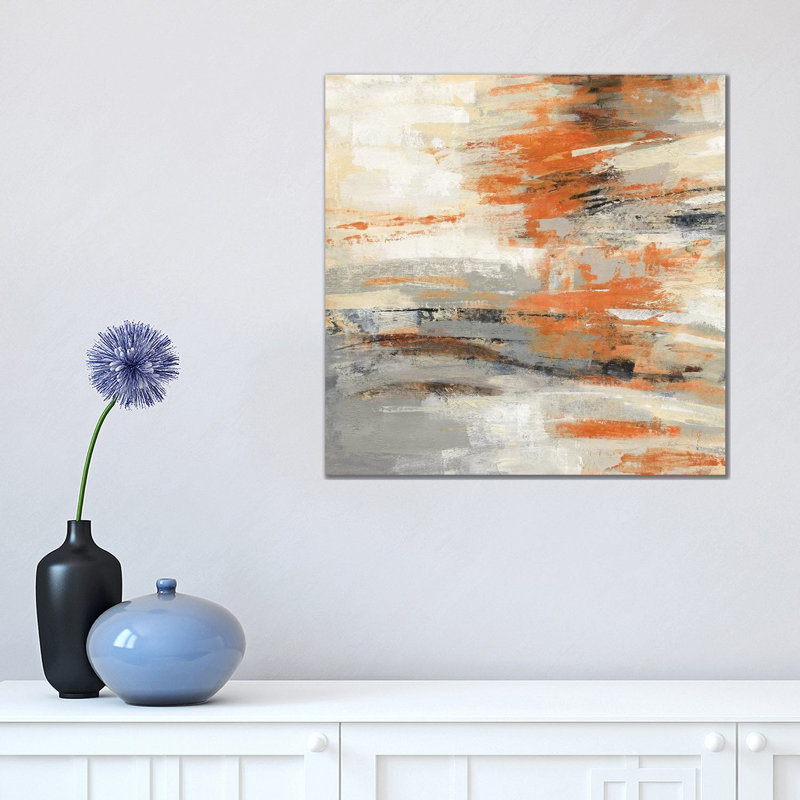 Golden Dust Crop Orange by Silvia Vassileva - No Frame Painting on Canvas, 46cm H x 46cm W