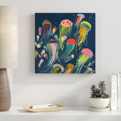 «Floating Jellyfish Indigo», reproduction sur toile tendue