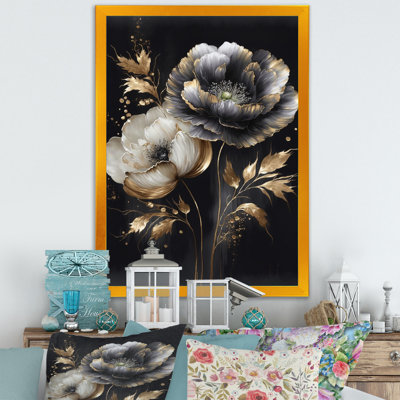 Bouquet de fleurs gris doré IV - Bouquet de fleurs gris doré IV - reproduction sur toile