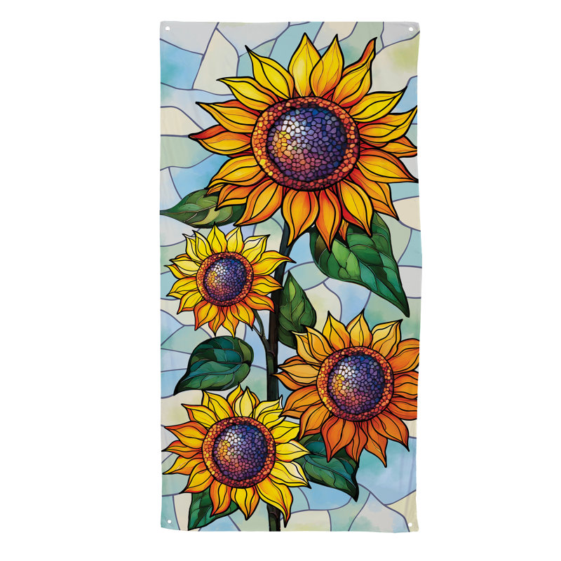 Vitrail décoratif de porte en forme de tige de tournesol