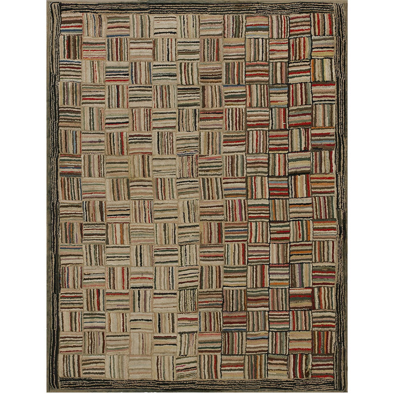 Antique American Hooked Rug Small Scatter Size Multicolor