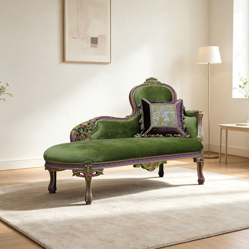 Chaise longue en bois massif sculpté
