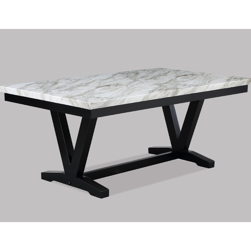 Table rectangulaire moderne en faux marbre et salle à manger