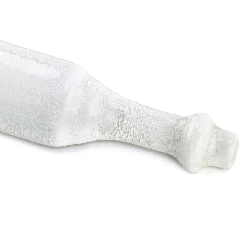 Nabi Tundra 1X6 Crackled Glossy Glass Corner Base Molding, White