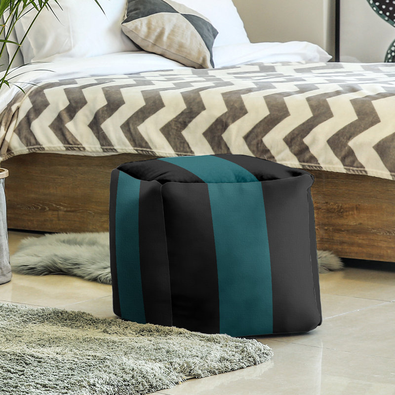 Repose-pieds cubique Tennessee, H 13 po x l 13 po x P 13 po, Vert turquoise / noir jet