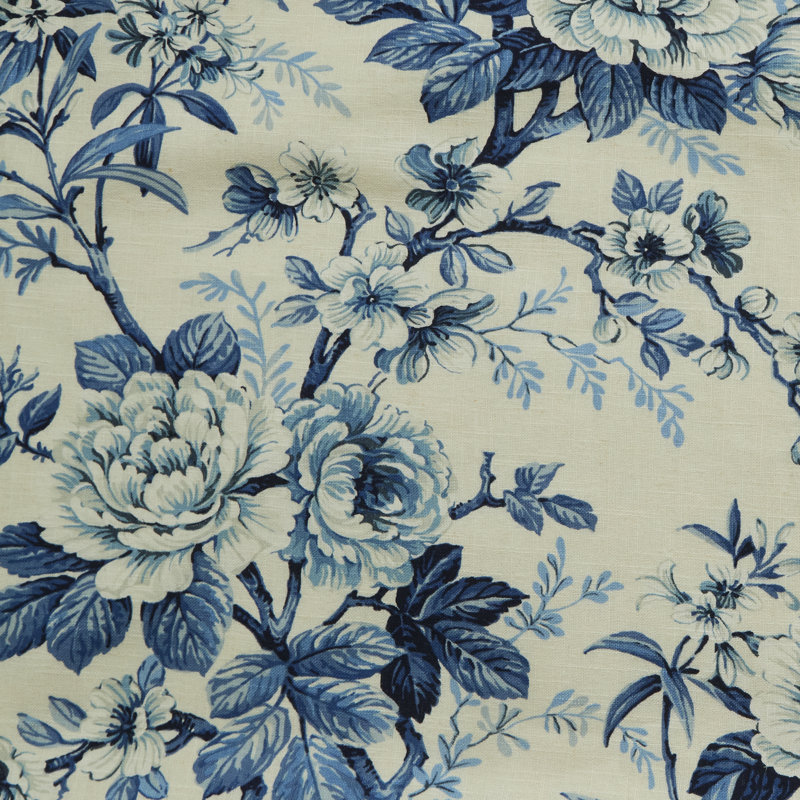Imprimé floral rétro sur lin / ramie, L 50 po x L 120 po, Simple, Passe-tringle