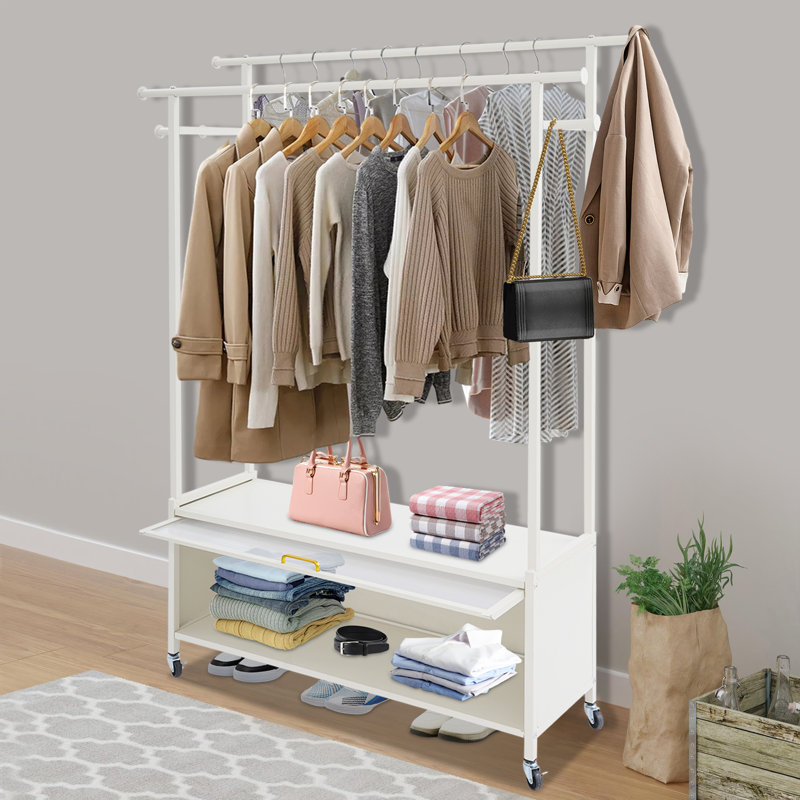 63.4 In Clothing Rack with Wheels