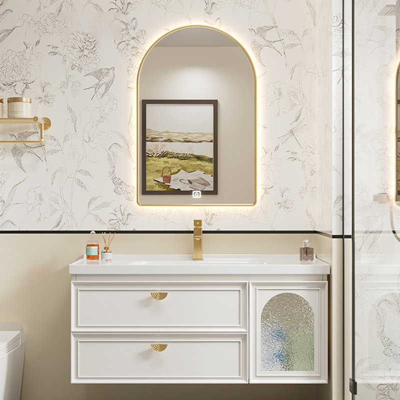 Armoire de salle de bain simple de style français, Blanc