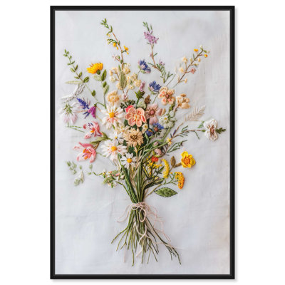 Embroidered Wildflowers Canvas Classic Cottage Art by Art Remedy