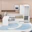 Lit plateforme double en bois avec station de charge, 6 tiroirs et garde-robe-1313706668