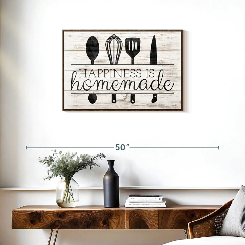 Happiness Is Hommade Kitchen Tools, Cadre flottant noyer, 31 po x 21 po