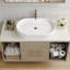 Meuble-lavabo en céramique blanc de 22,8 po avec lavabo vasque ovale et corps à rayures verticales, drain escamotable central
