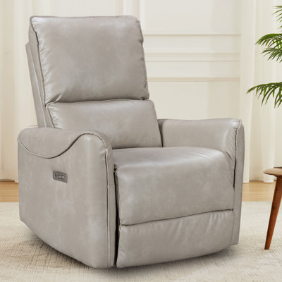 Swivel and Rocker Power Recliner Chair with USB Port Soft Breathable Leather