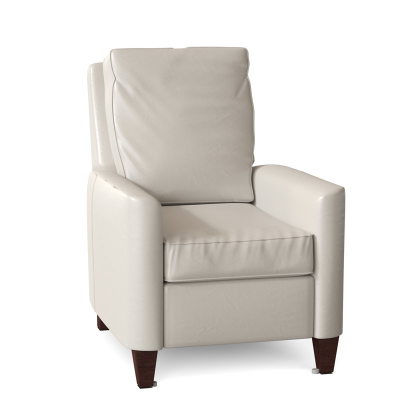 Yorba Leather Armchair, Mahogany, Milestone White Genuine Leather, Push Back