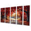 Red Autumn Road Coming Home - Arbre, art mural 5 pièces-212491379