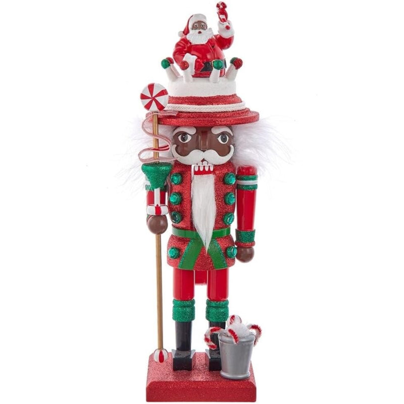 Kurt Adler Hollywood Wooden Nutcracker Collection, African American Santa, 12in