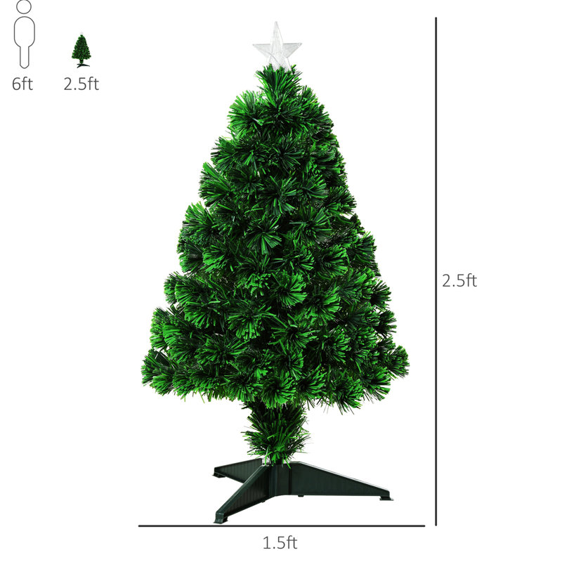 2.5Ft Tall Pre-Lit Douglas Fir Tabletop Artificial Christmas Tree With Realistic Branches, Fibre Optic LED Lights And 85 Tips