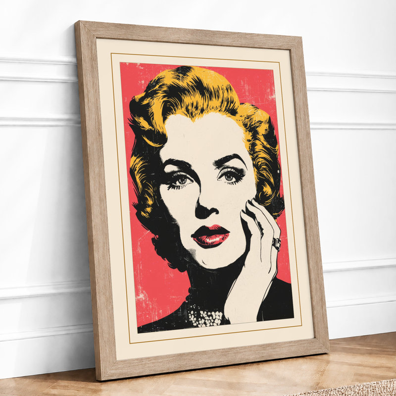 Golden Starlet Pop Art - Framed Print, A2 - 59.4 x 42.0 cm, Oak
