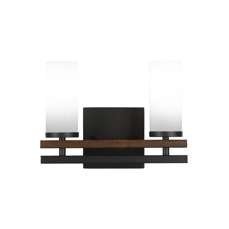 Belmont 2 Light Bath Bar, Matte Black/Painted Wood