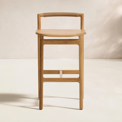 Osmin Baden Outdoor Stool-Fine Sanded Teak-FSC-Counter