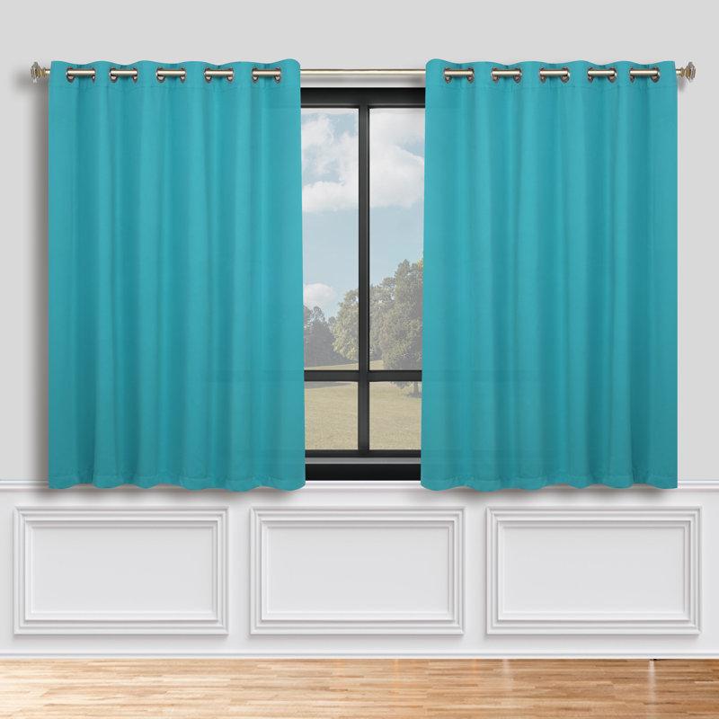 Paire de rideaux obscurcissant avec œillets Millendon, Turquoise, L 70 po x L 63 po