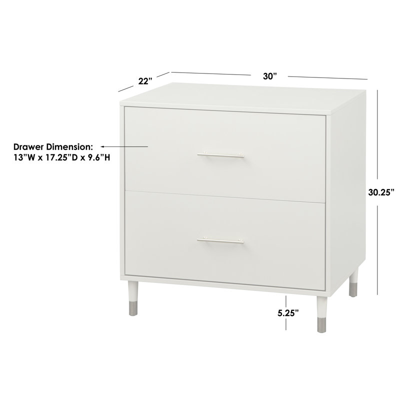 Classeur latéral à 2 tiroirs Camylle, Blanc antique