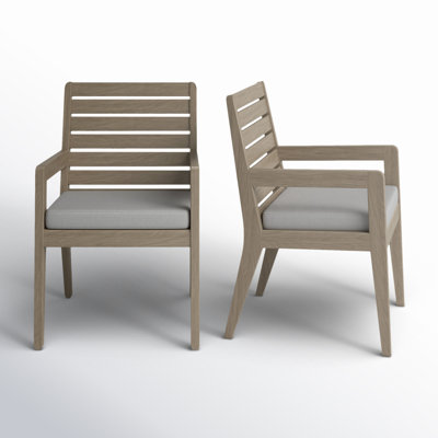 Ojai Wood Premium All-Weather Wicker Outdoor Dining Armchair with Cushion