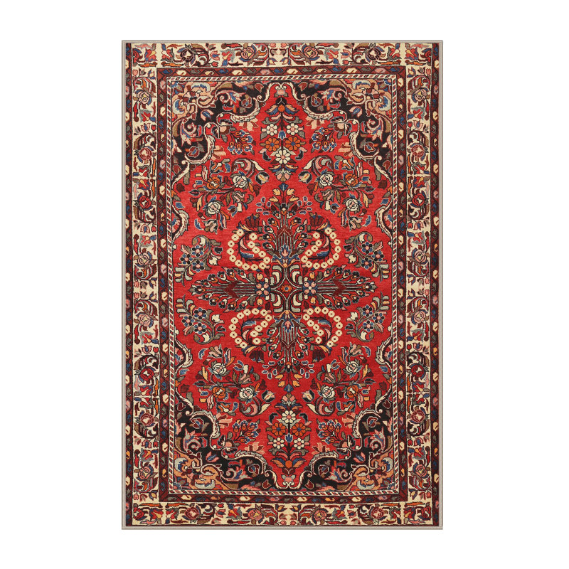 Tapis traditionnel mehroon/noir/crème, Rectangle 2 pi x 3 pi